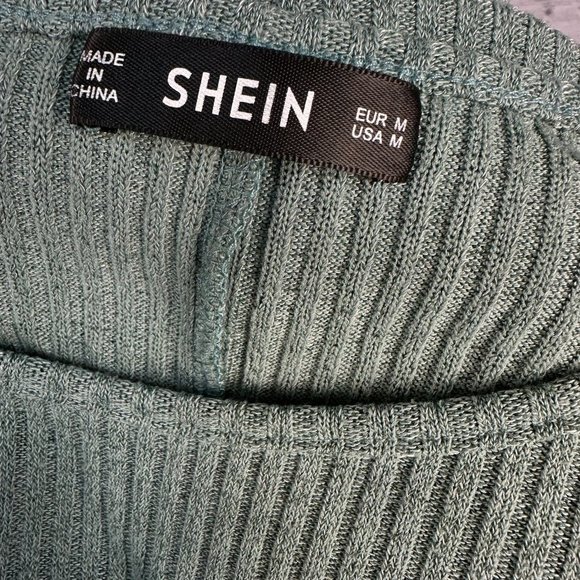 SHEIN Crew Neck Rib Knit Top, Size Medium, Army Green - Picture 4 of 7